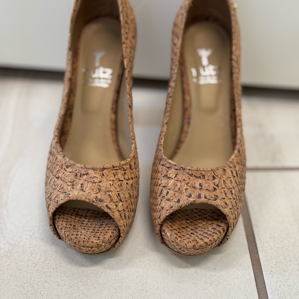 Chic Python Cork Peep  4” heel